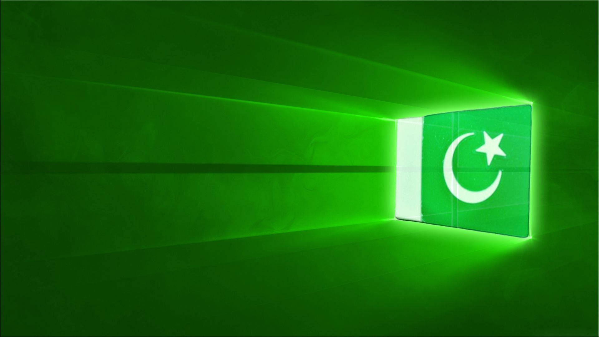 glowing green Pakistani flag, luminous window, minimalist green room, Full HD Desktop Wallpaper