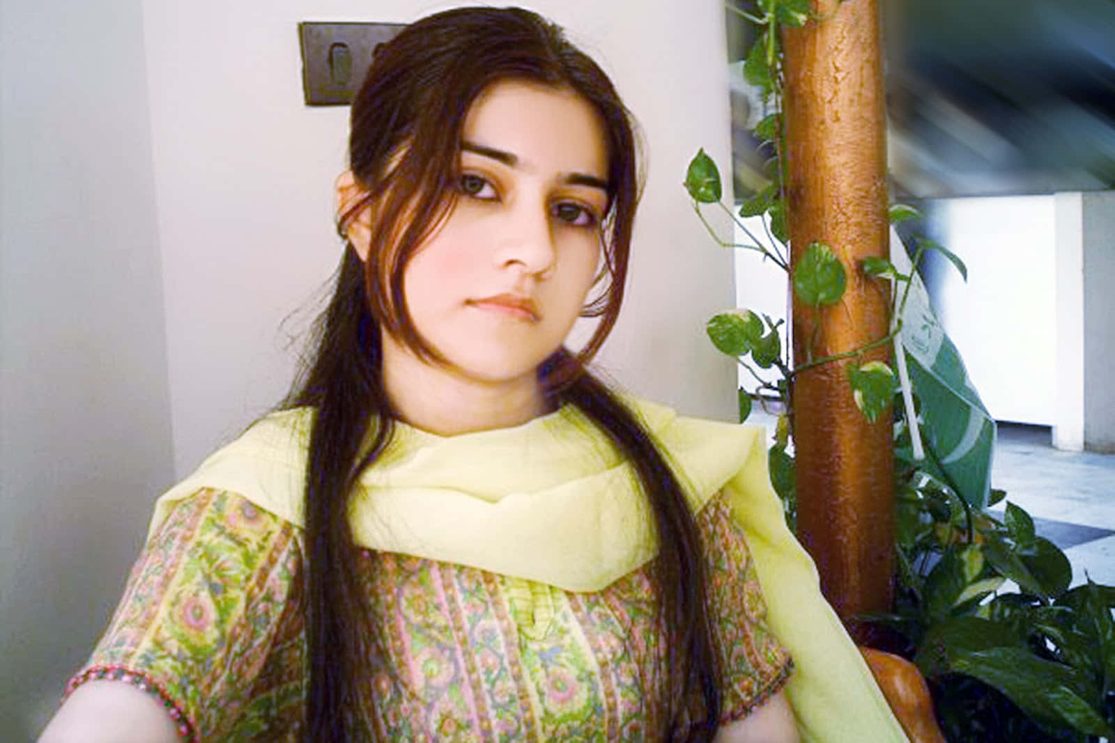 Pakistani Girl, yellow scarf, long dark hair, HD Desktop Wallpaper