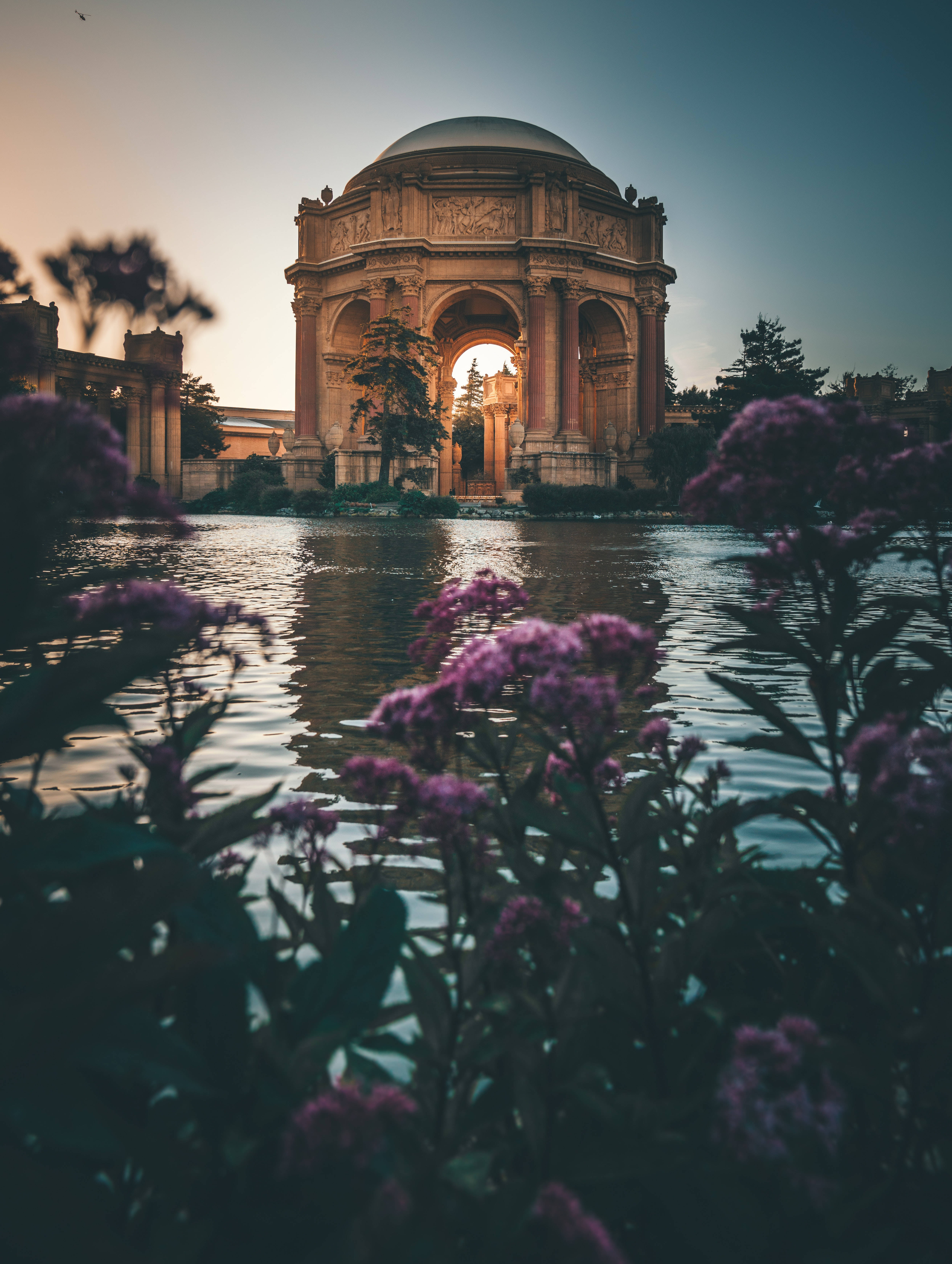 Palace Of Fine Arts, domed pavilion, calm water, 5K Phone Wallpaper