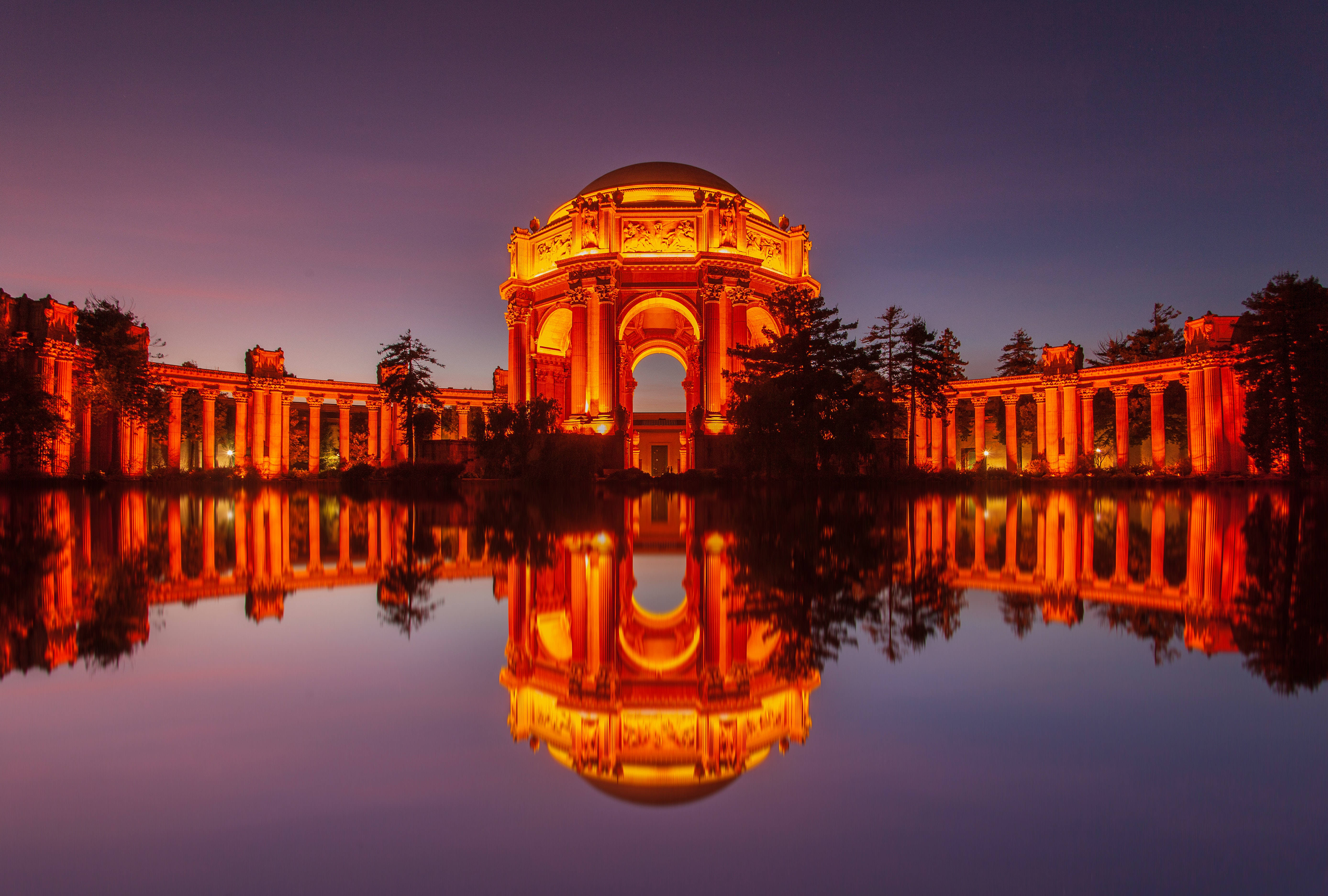 Palace Of Fine Arts, golden, dusk, 5K Desktop Wallpaper