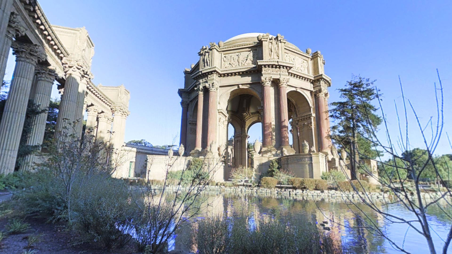 Palace Of Fine Arts, clear blue sky, calm water, Full HD Desktop Wallpaper