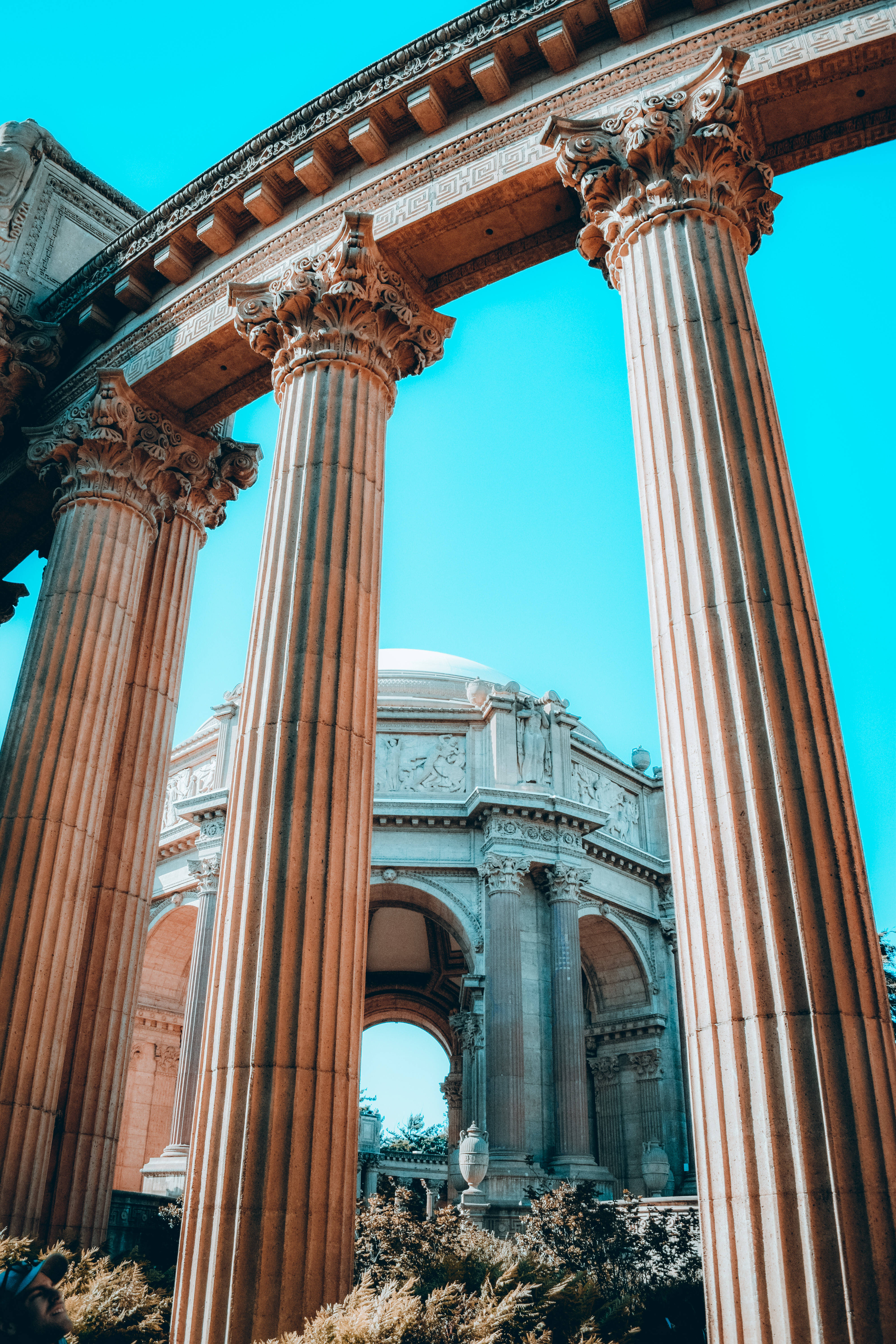 Palace Of Fine Arts, classical columns, sunlit dome, 5K Phone Wallpaper