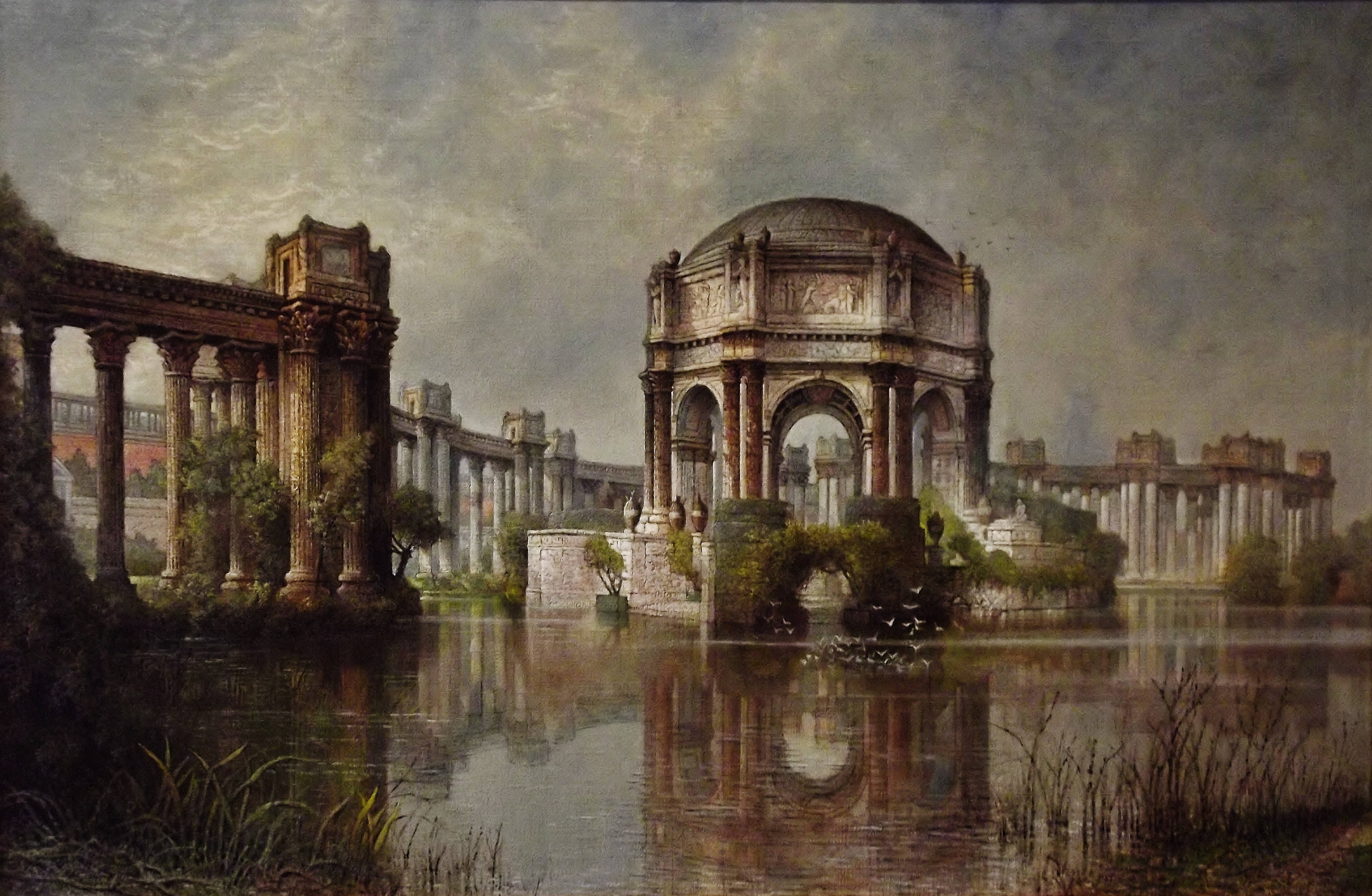 Palace Of Fine Arts, domed temple, colonnades, 4K Desktop Wallpaper