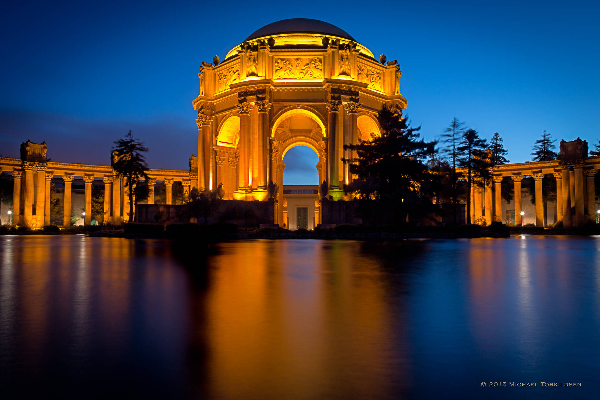Palace of Fine Arts, golden dome, arches, Full HD Desktop Wallpaper
