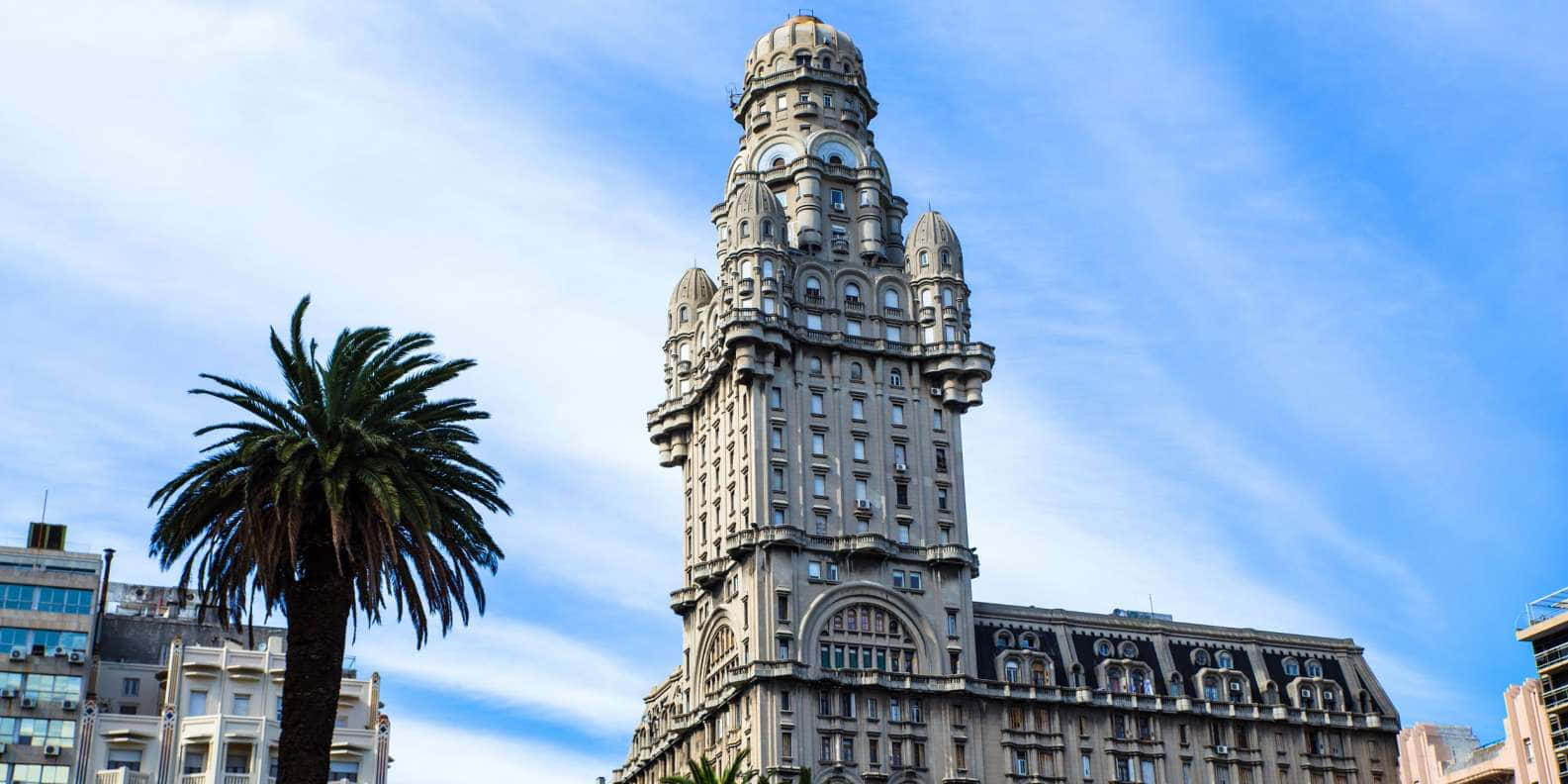 Palacio Salvo, historic building, bright blue sky, HD Desktop Wallpaper