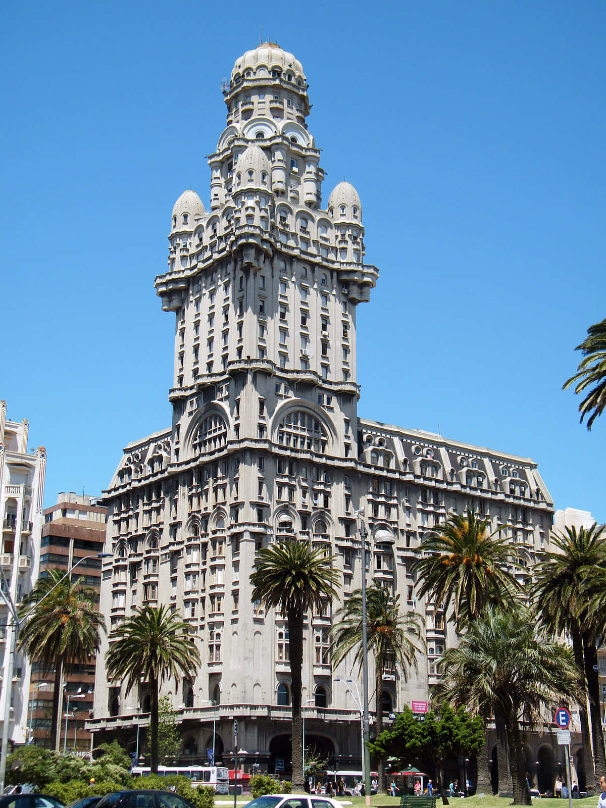 Palacio Salvo, ornate stone tower building, domes, HD Phone Wallpaper