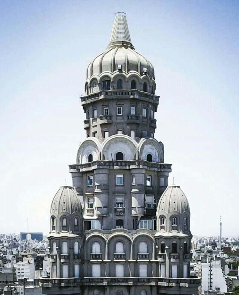 Palacio Salvo, domes, balconies, SD Phone Wallpaper
