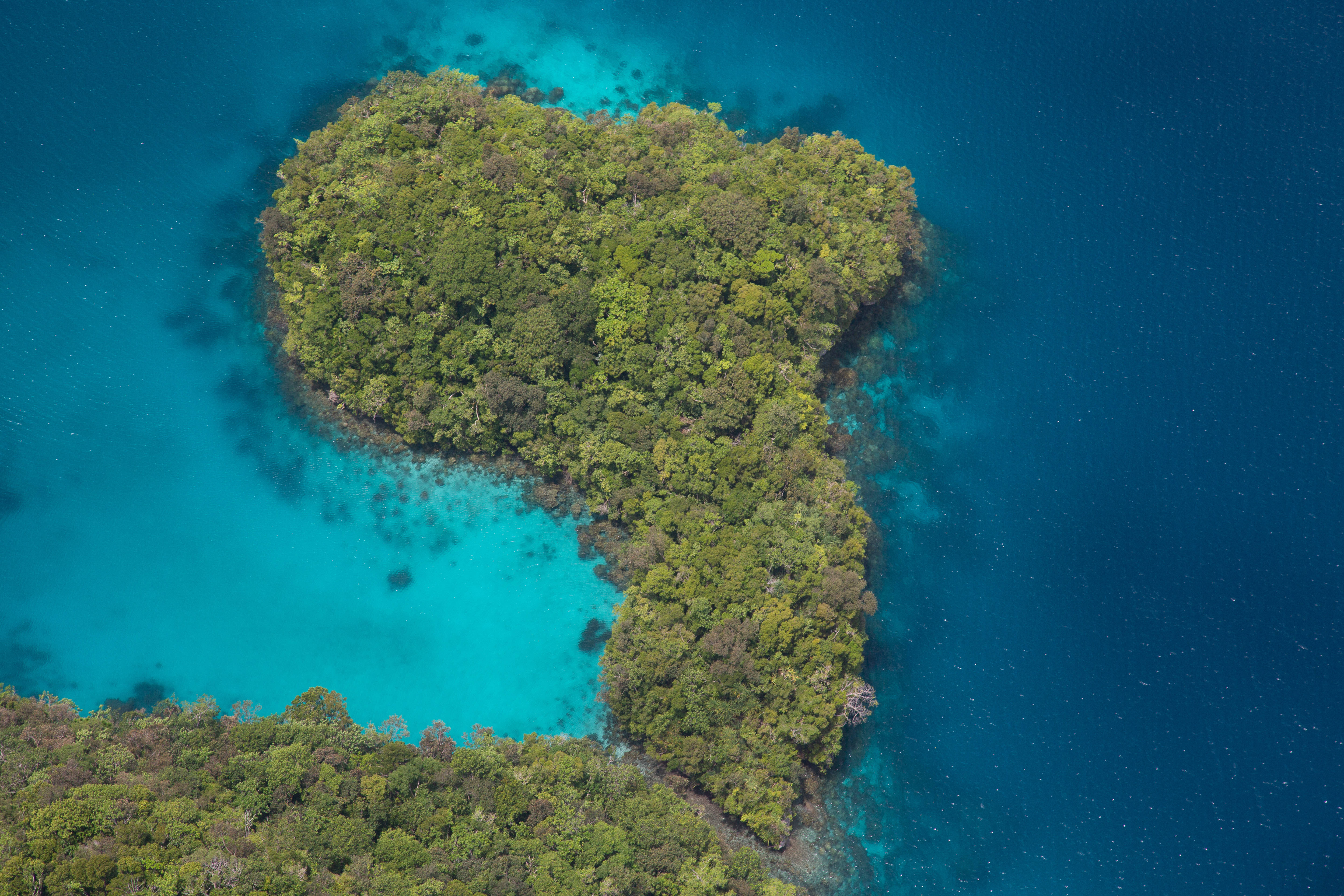 Palau, luscious green island, heart-shaped island, 5K Desktop Wallpaper