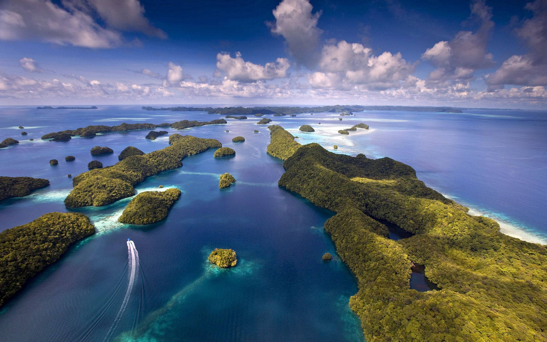 Palau, curved islands, lush green islands, Full HD Desktop Wallpaper