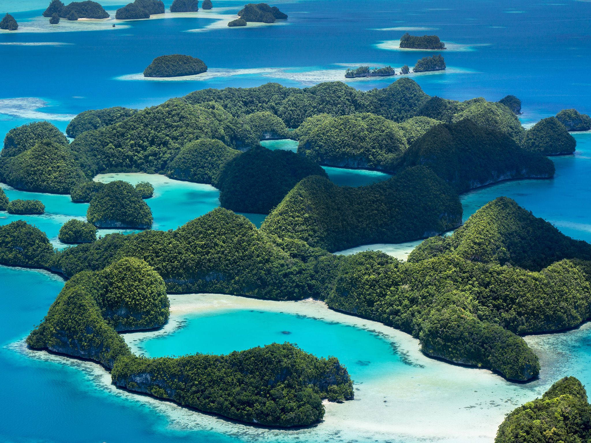 Palau, green islands, turquoise lagoons, Full HD Desktop Wallpaper