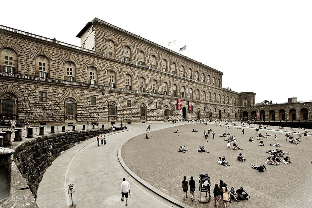 Palazzo Pitti, facade view, historic stone building, SD Desktop Wallpaper