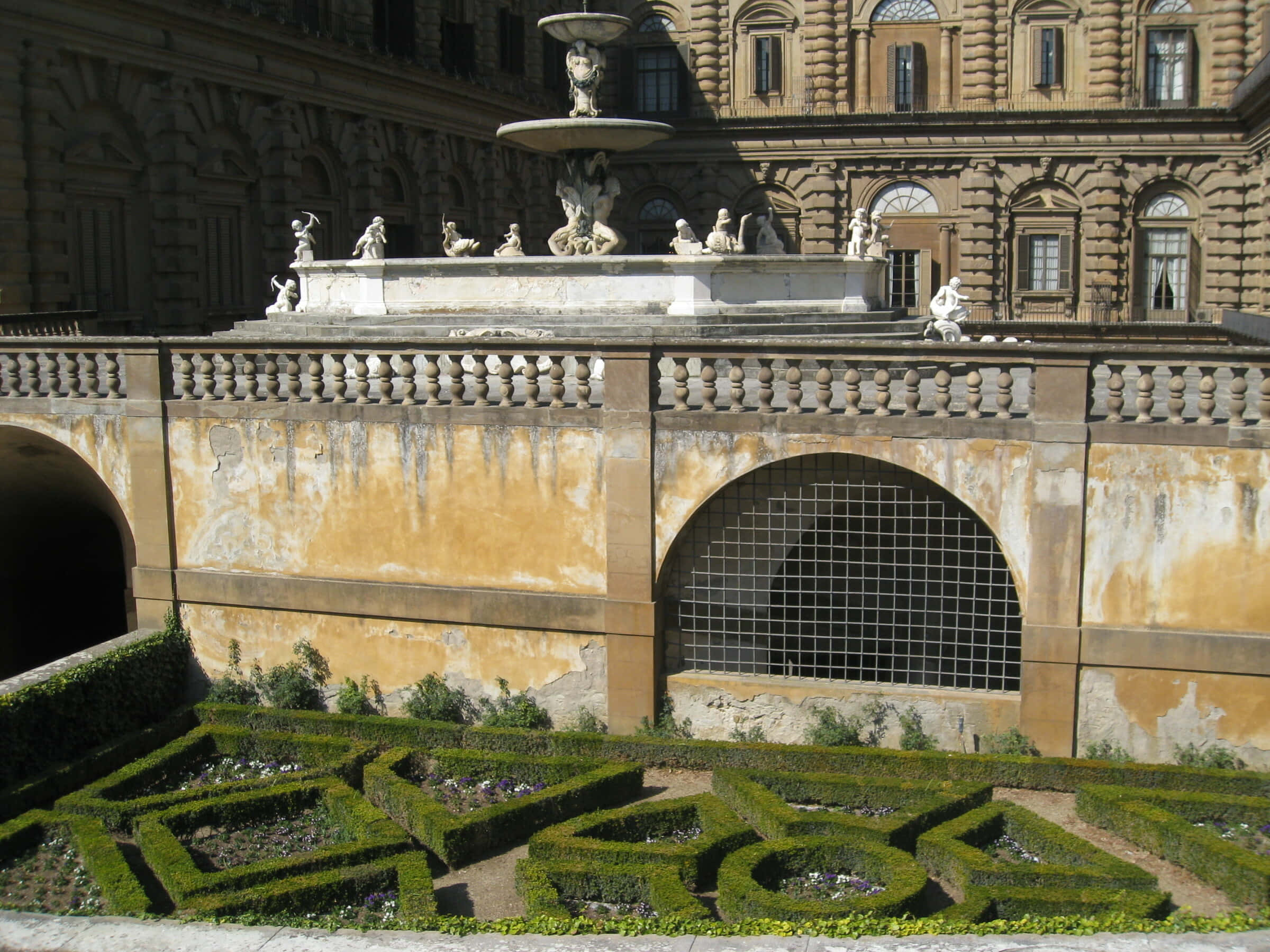 Palazzo Pitti, baroque fountain, marble statues, Full HD Desktop Wallpaper