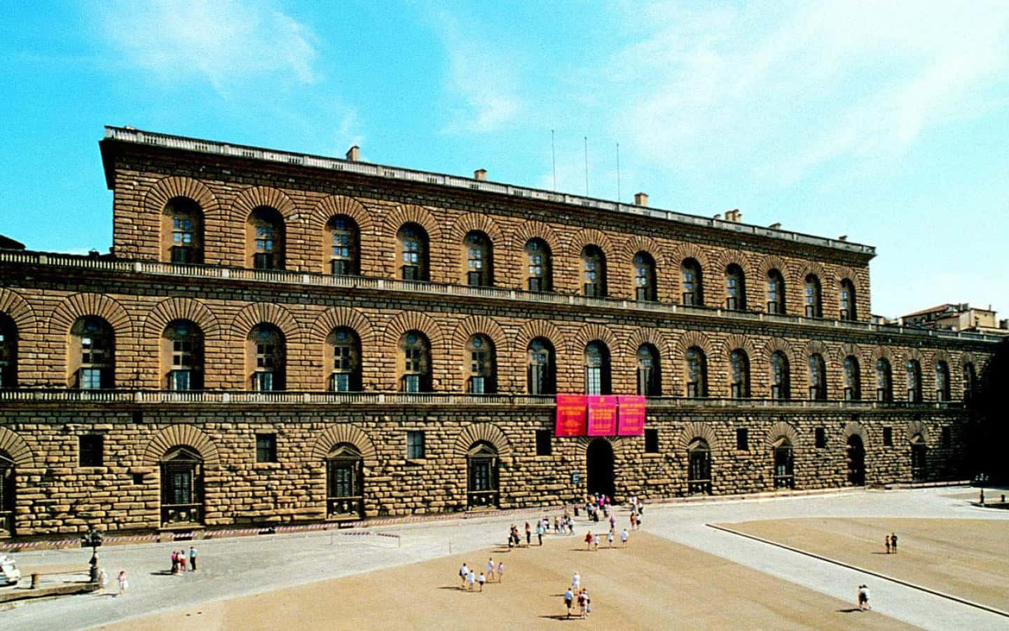 Palazzo Pitti, arched windows, stone building, HD Desktop Wallpaper