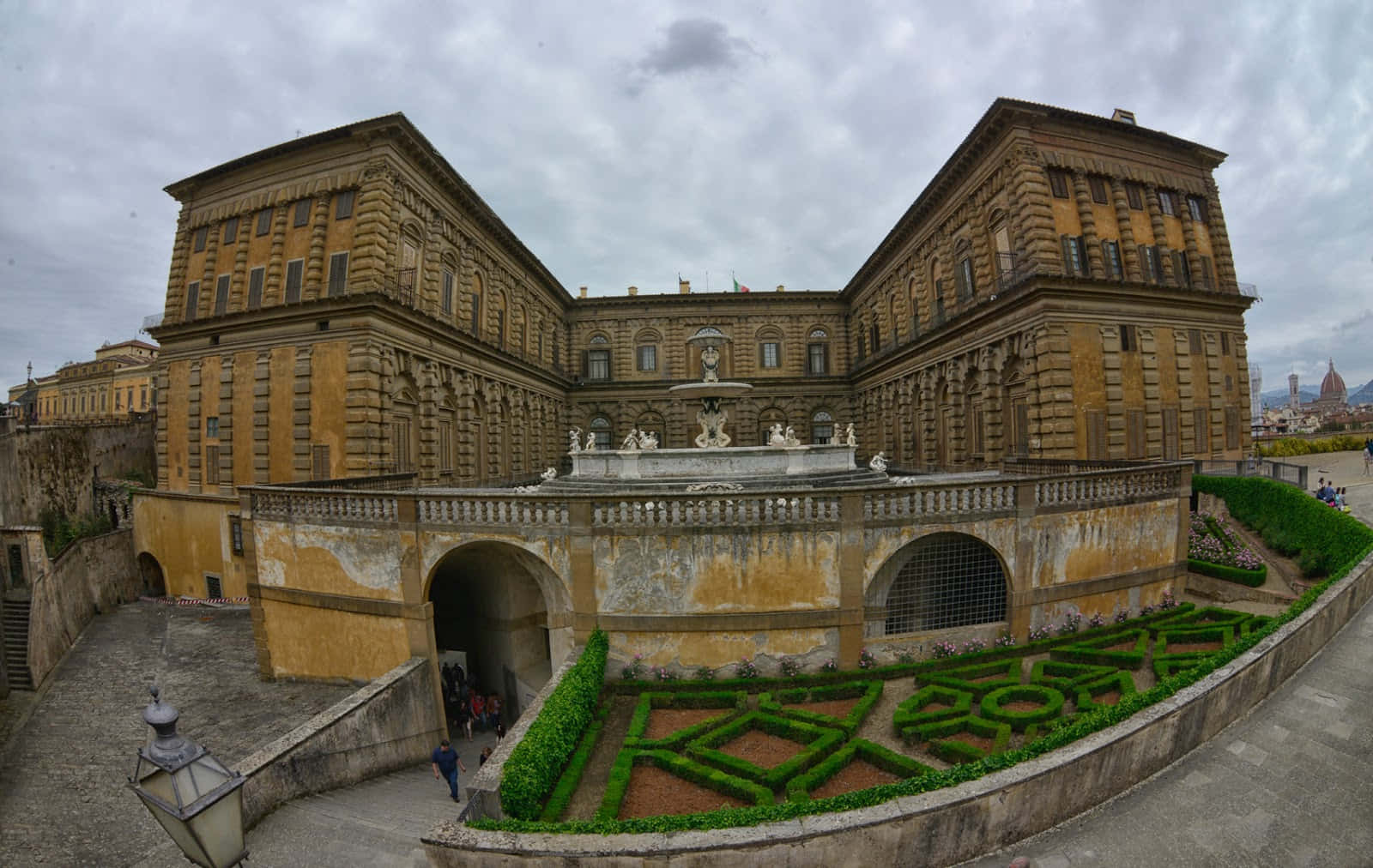 Palazzo Pitti, fish eye, ornate facade, HD Desktop Wallpaper