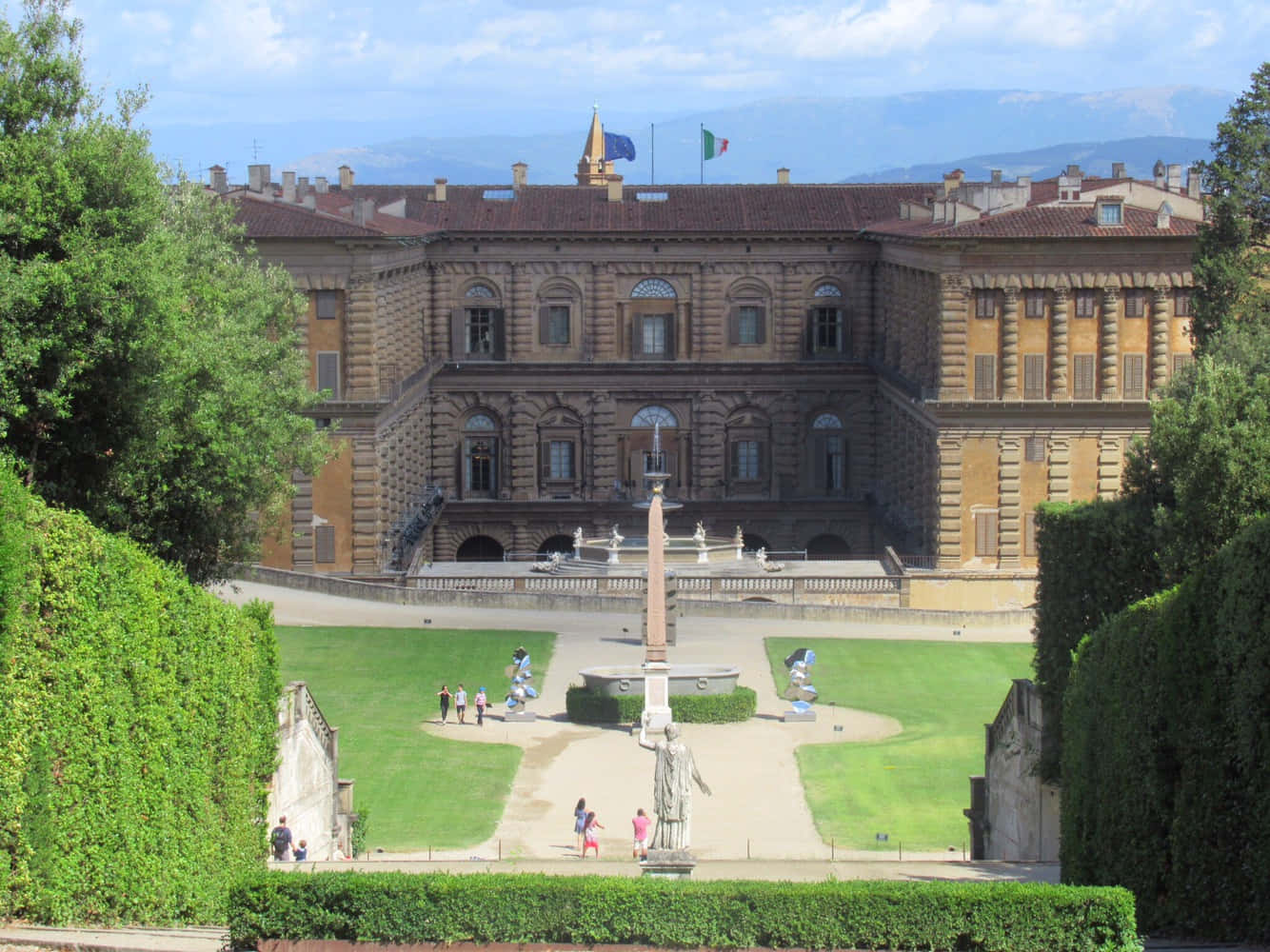 Palazzo Pitti, terracotta roof, manicured garden, HD Desktop Wallpaper