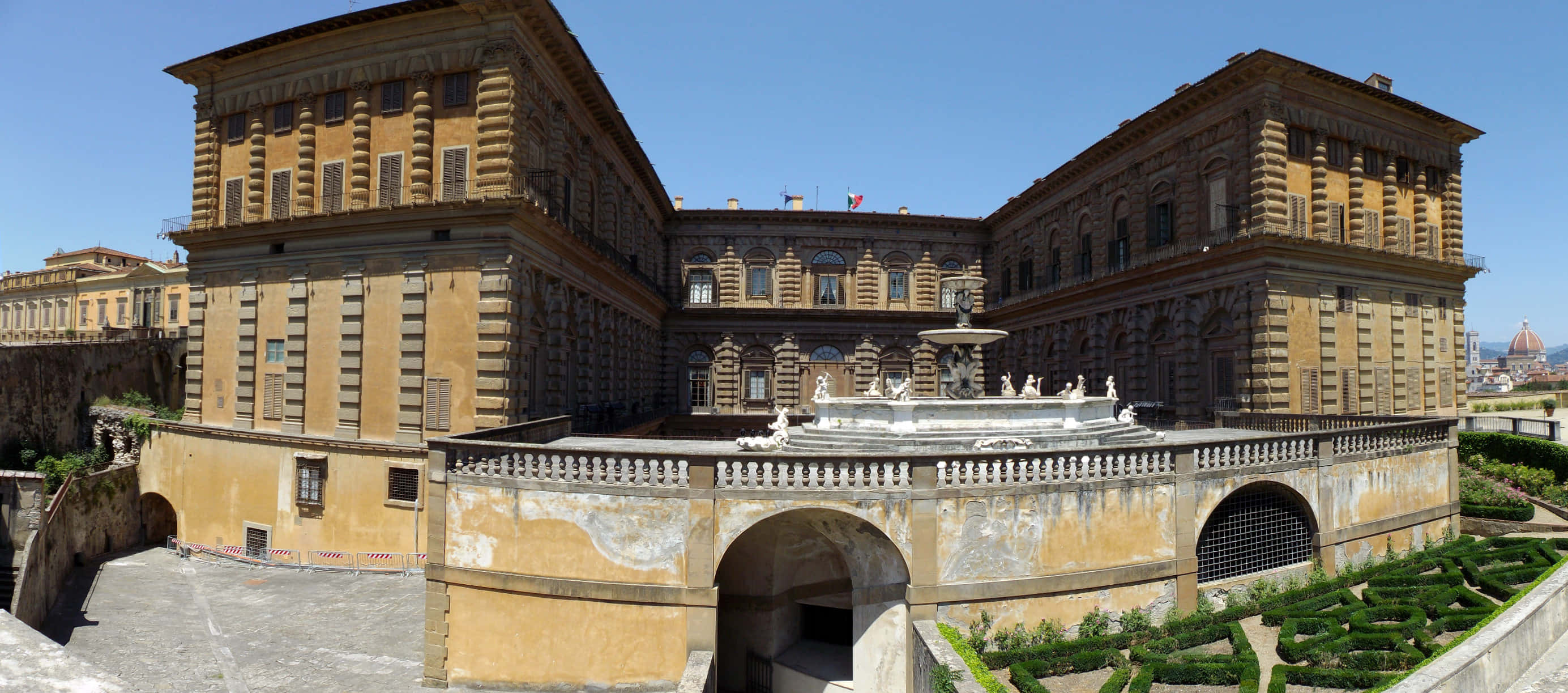 Palazzo Pitti, fish eye effect, Renaissance palace, 2K Desktop Wallpaper