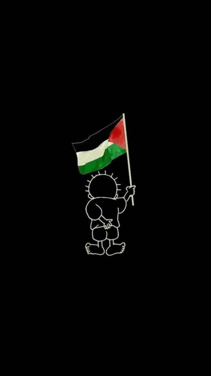 Palestine flag, child, minimalist white line drawing, HD Phone Wallpaper