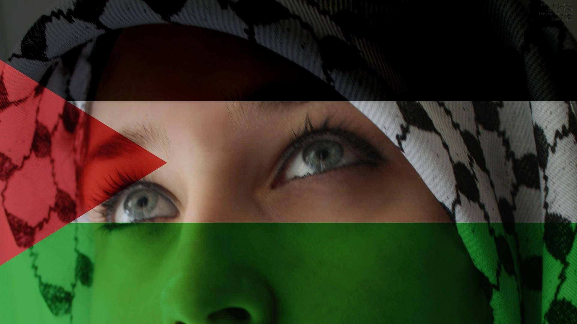 Palestine flag colors, woman, eyes, Full HD Desktop Wallpaper