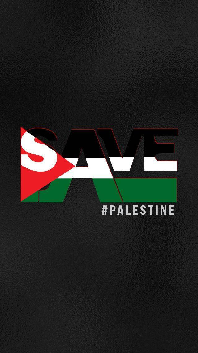 SAVE, Palestinian flag colors, textured black leather background, SD Phone Wallpaper