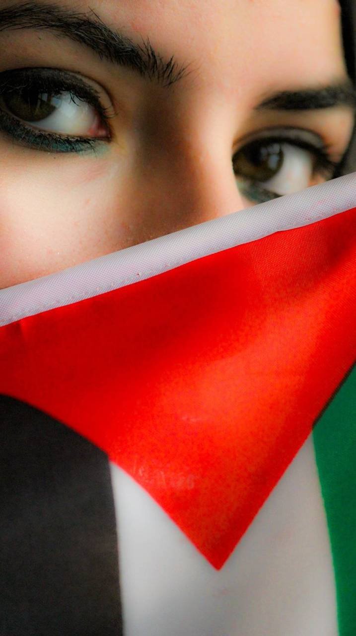 Palestine flag, human eyes, woman, HD Phone Wallpaper