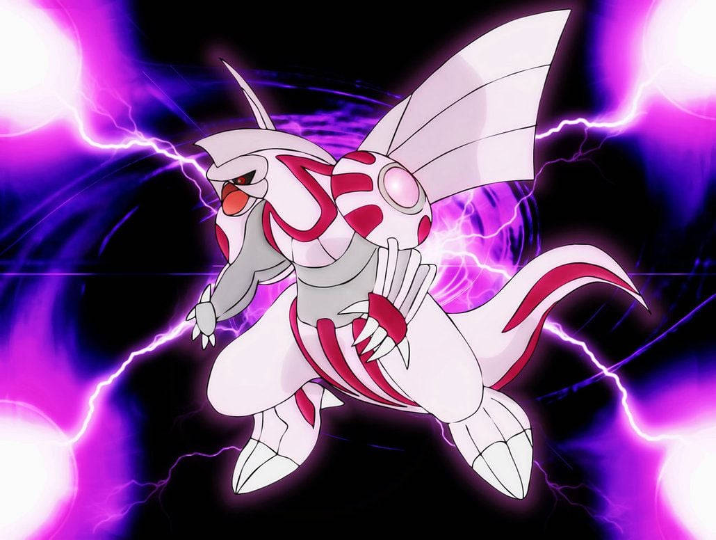 Palkia, white and red, wing-like appendages, SD Desktop Wallpaper