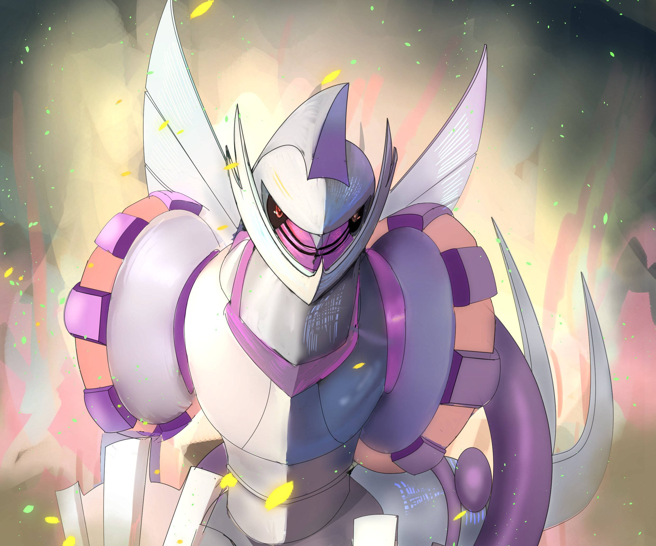 Palkia, purple and white armored, glowing red eyes, Full HD Desktop Wallpaper