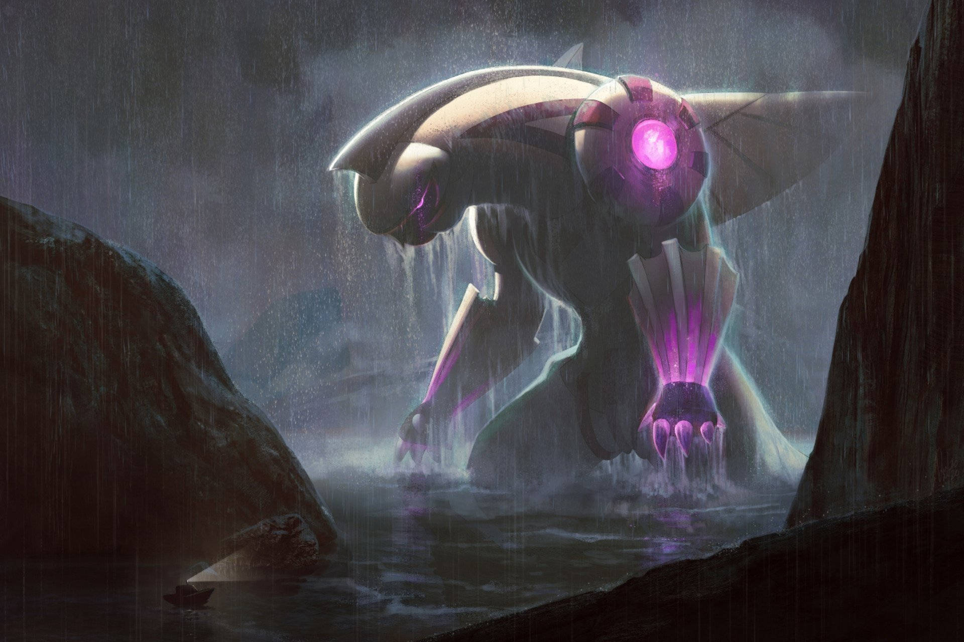 Palkia, glowing purple, silver, Full HD Desktop Wallpaper