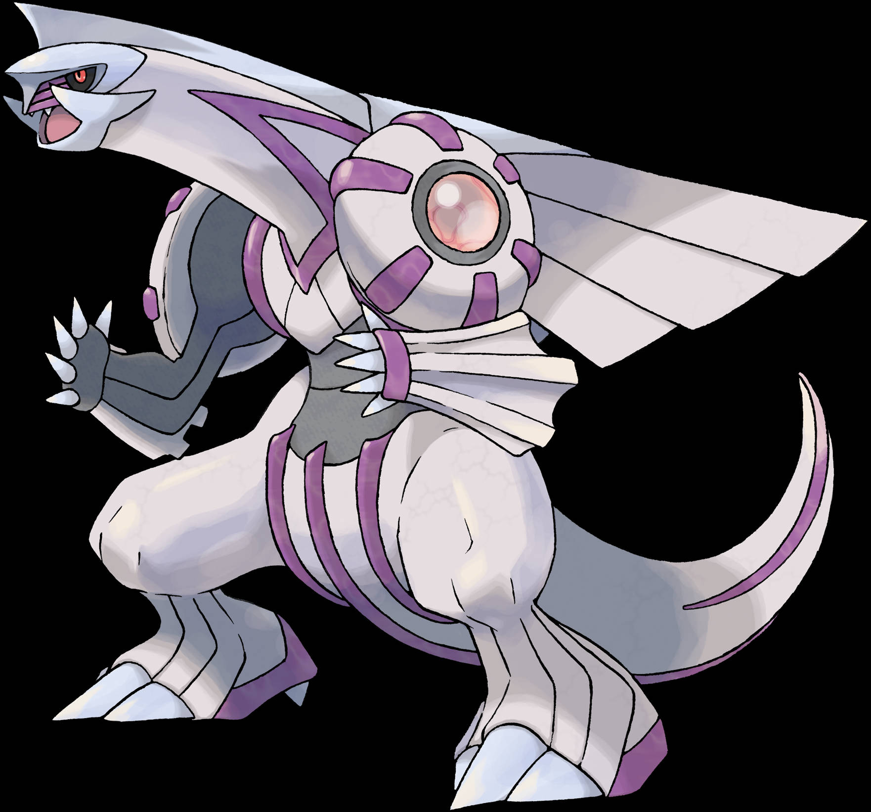 Palkia, white and purple, glowing red eyes, HD Desktop Wallpaper