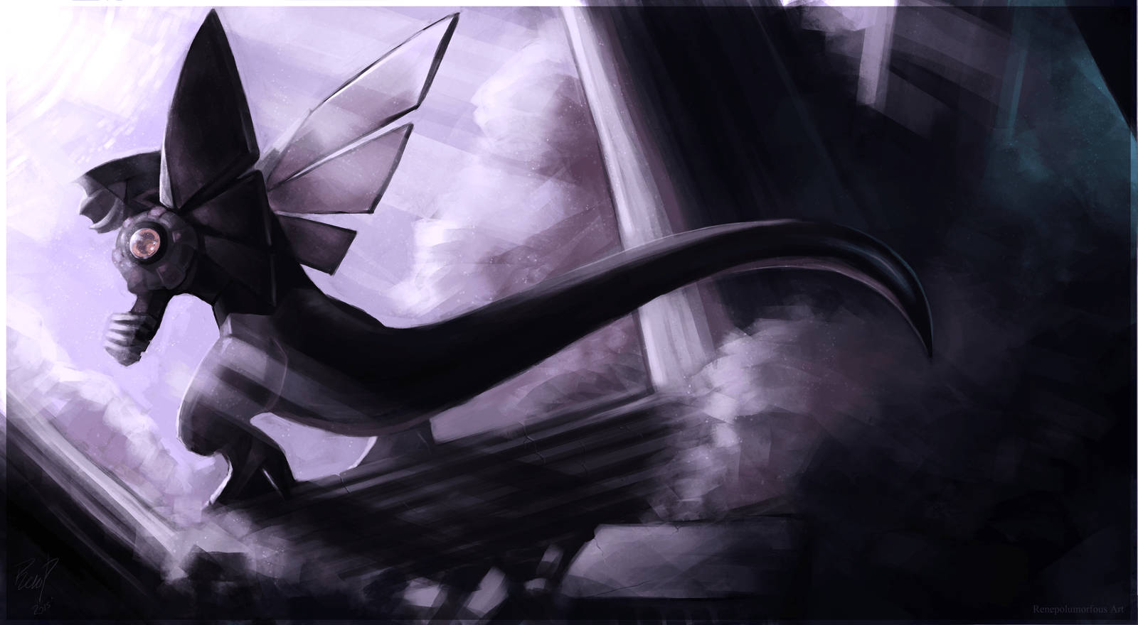 Palkia, dark winged creature, glowing eye, HD Desktop Wallpaper