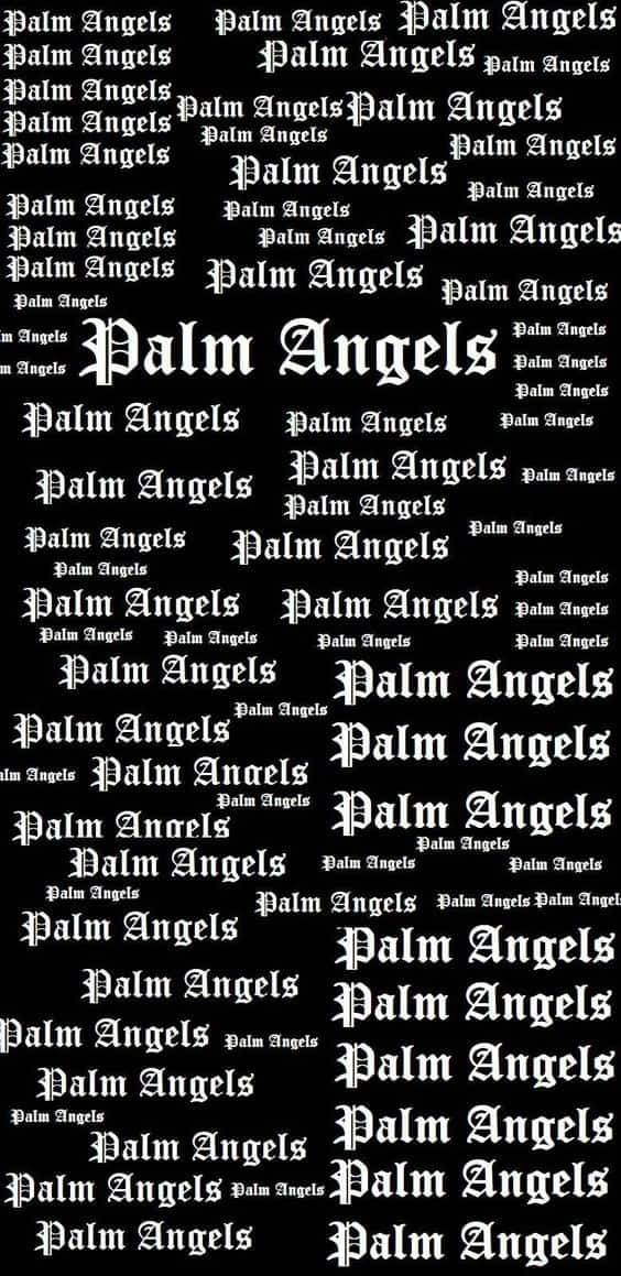 Palm Angels, white serif font, black background, SD Phone Wallpaper