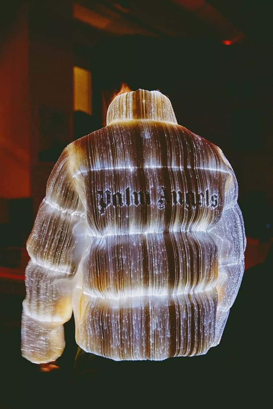 Palm Angels, glowing fiber-optic jacket, backlit text, HD Phone Wallpaper