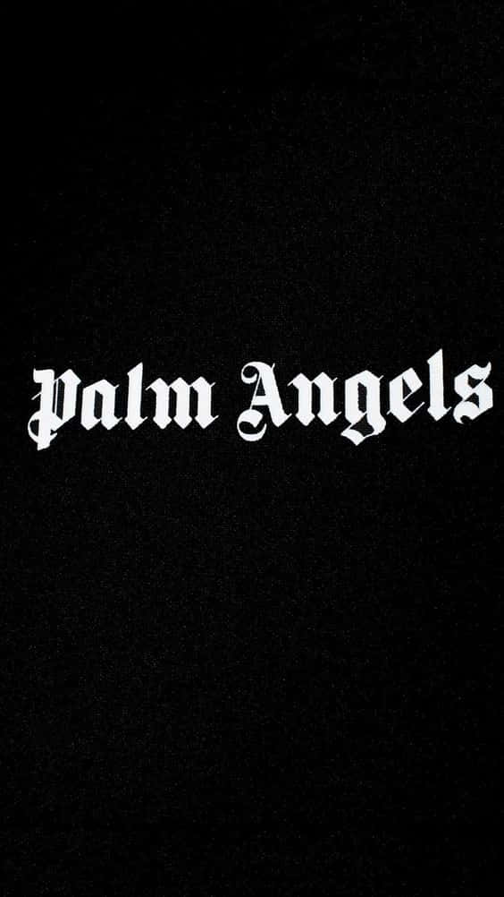 Palm Angels, black background, white gothic text, SD Phone Wallpaper