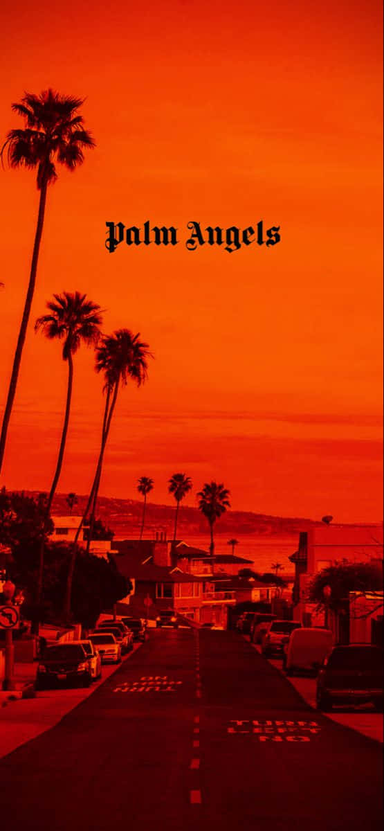 Palm Angels, Red Sky, palm trees, SD Phone Wallpaper