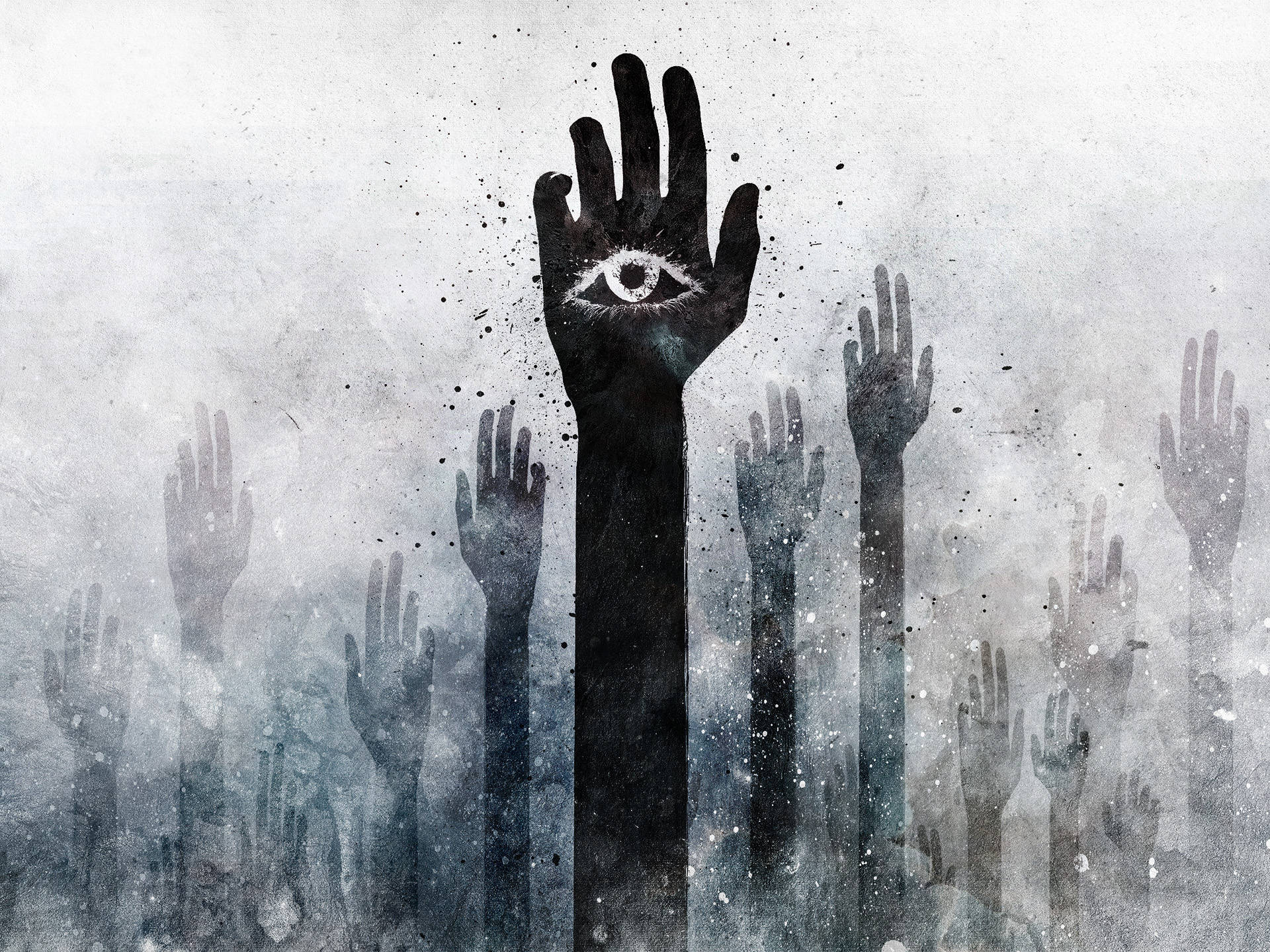 Eye On Palm, black hand, eye in its palm, Full HD Desktop Wallpaper