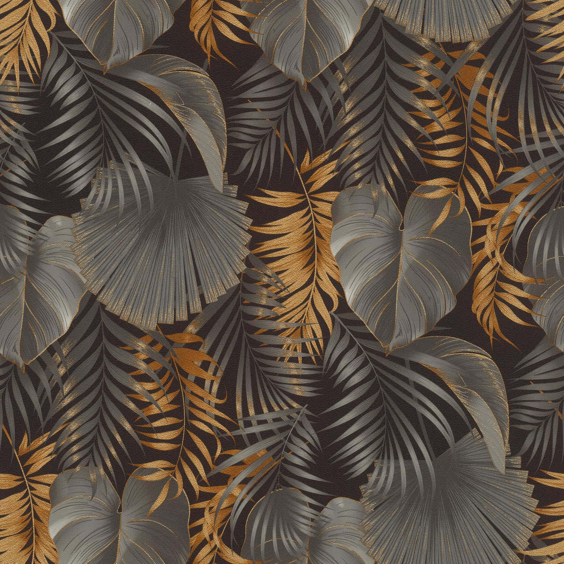 tropical palm frond pattern, metallic silver, gold, HD Desktop Wallpaper