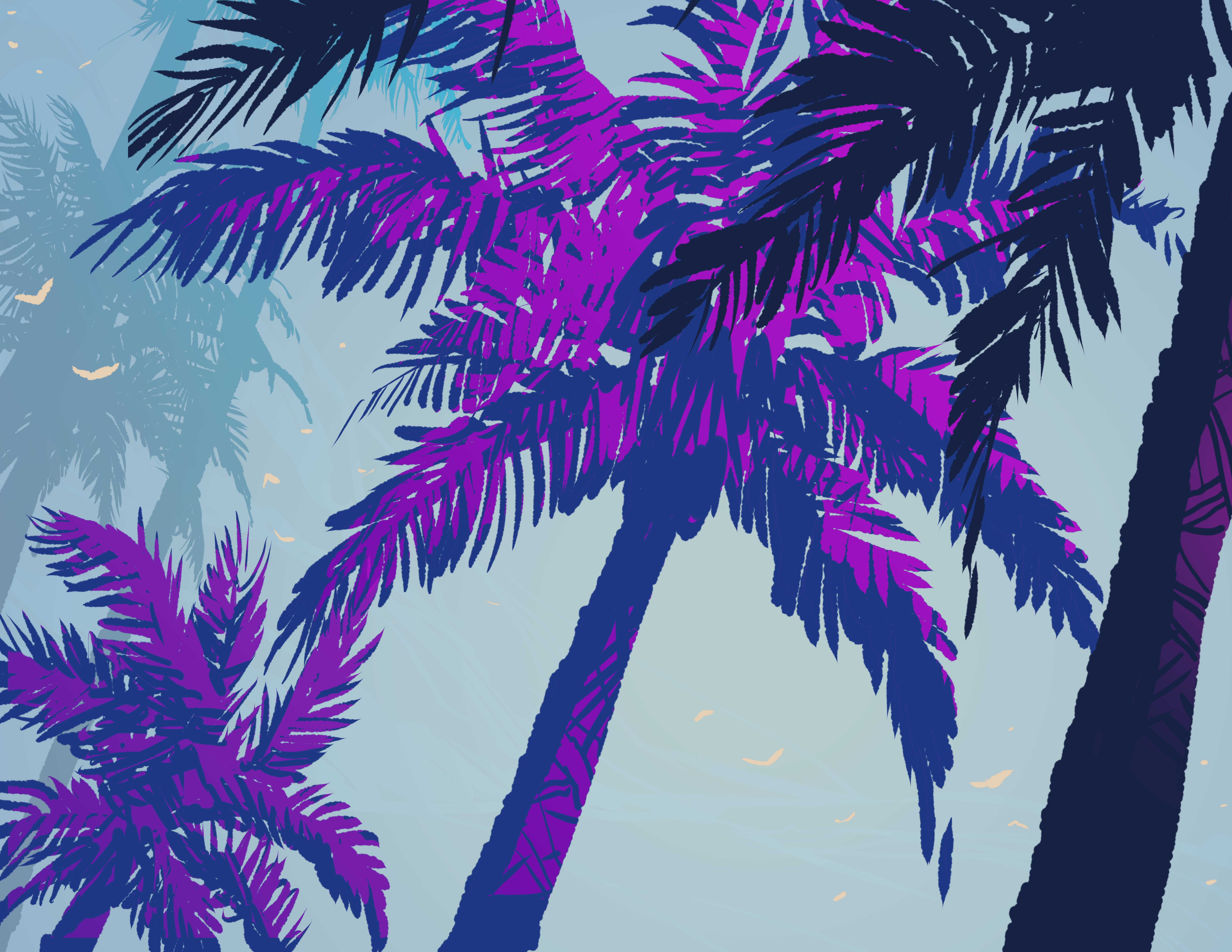 tropical palm tree, vibrant purple, blue palm trees, 5K Desktop Wallpaper