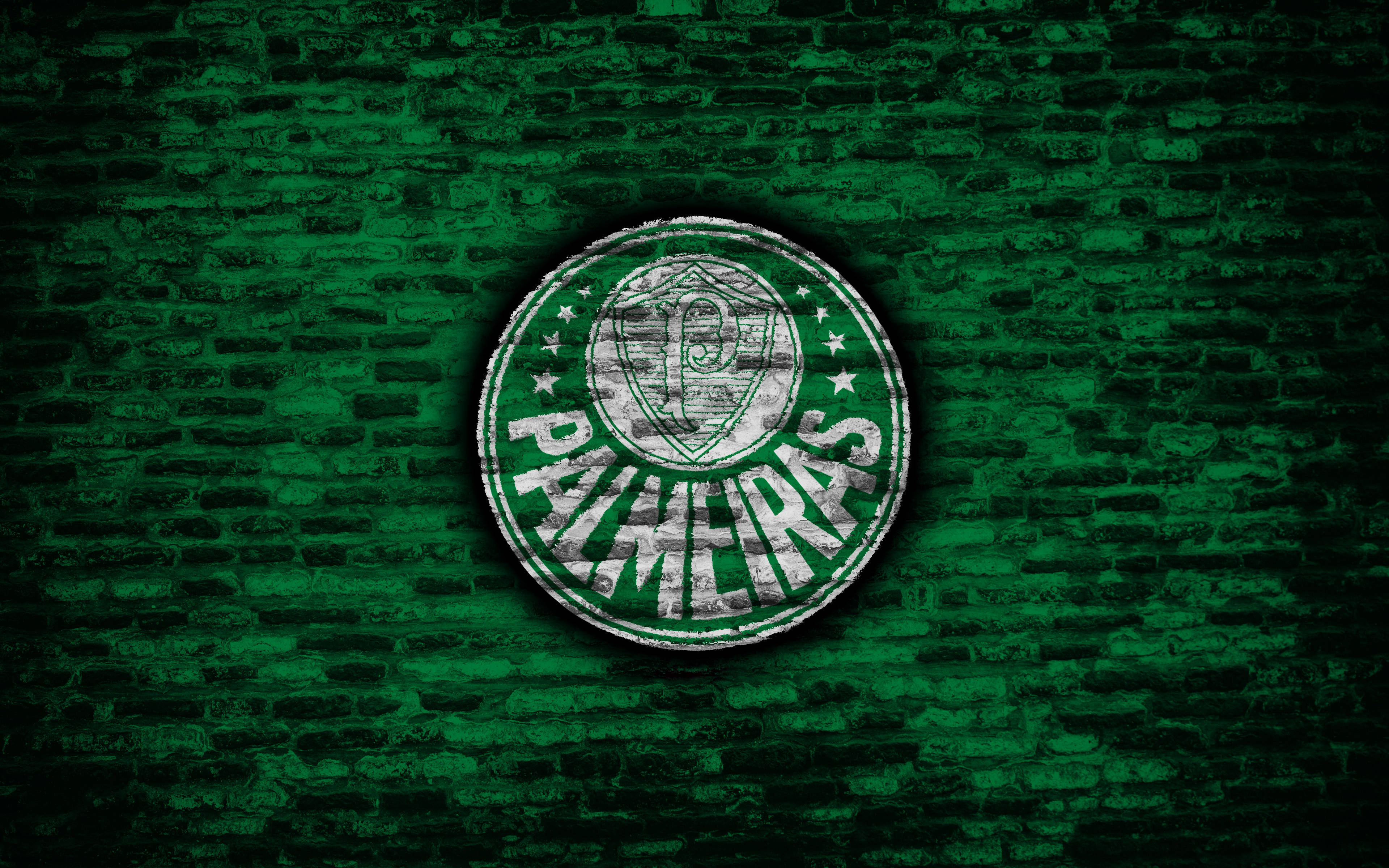 Palmeiras, white and green, textured green brick wall, 4K Desktop Wallpaper