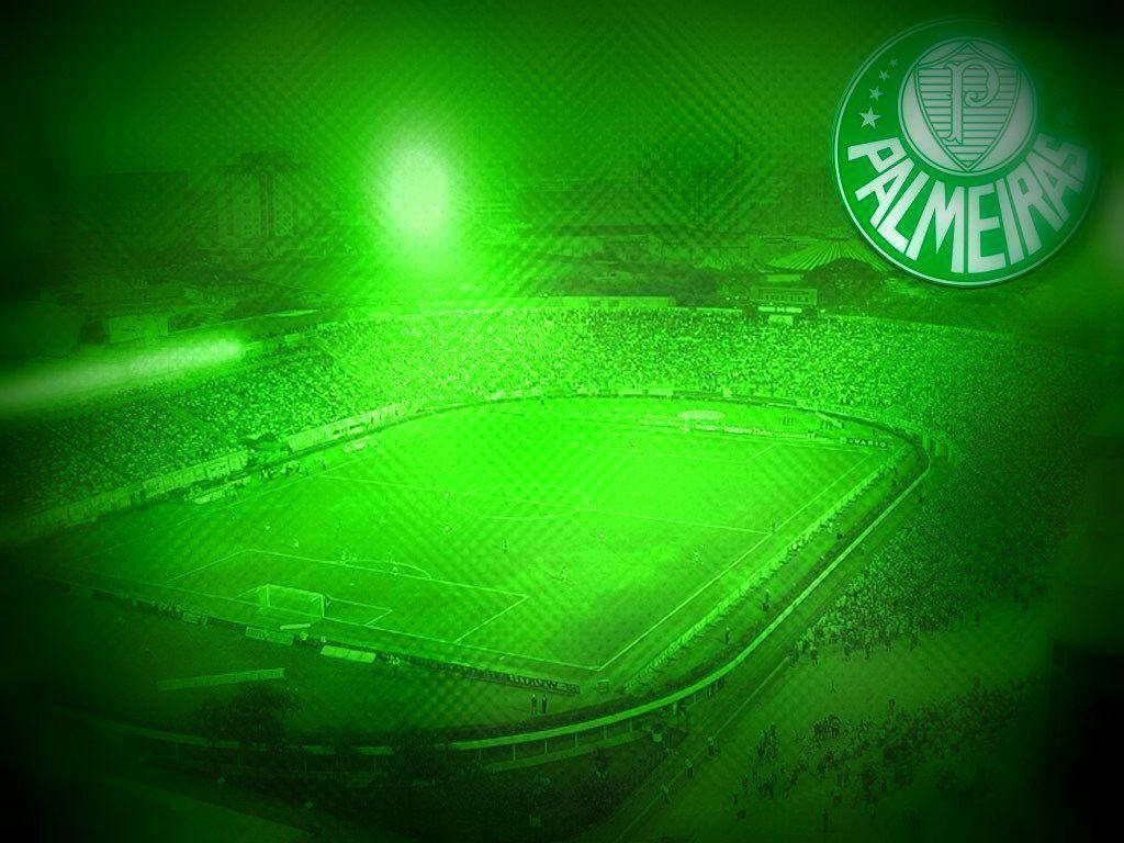 Palmeiras Stadium, Palmeiras logo, intense green light, SD Desktop Wallpaper