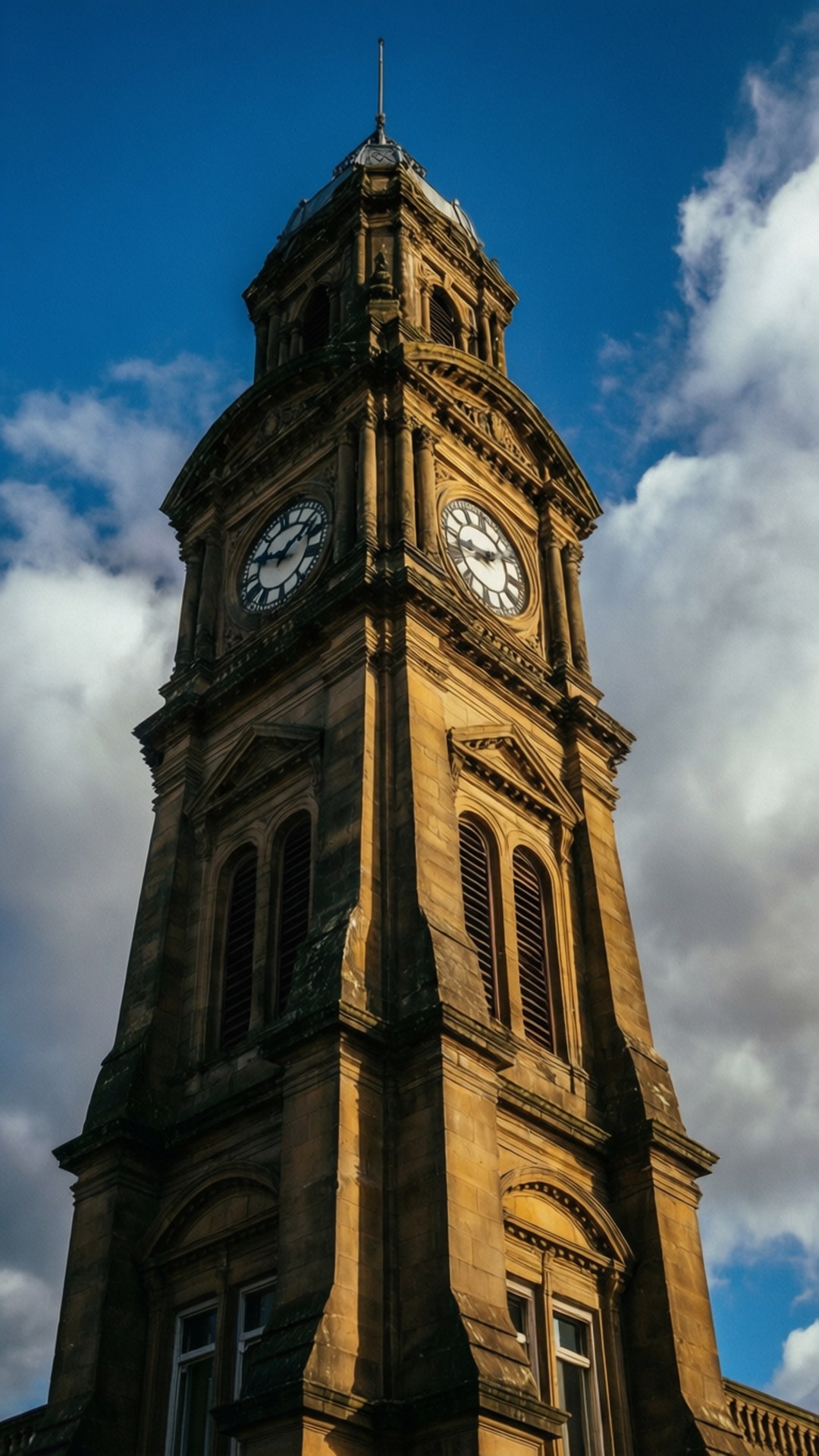 Palmerston North, clock tower, low-angle close-up, Full HD Phone Wallpaper