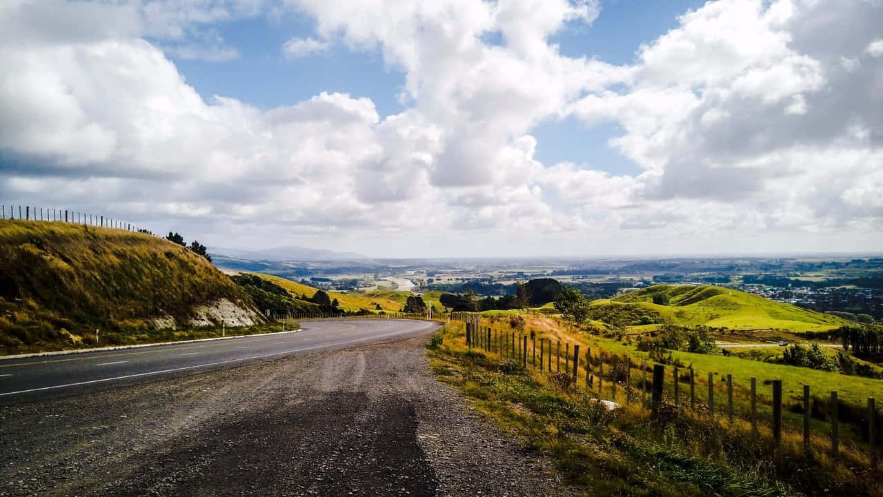 Palmerston North, countryside road, rolling green hills, HD Desktop Wallpaper