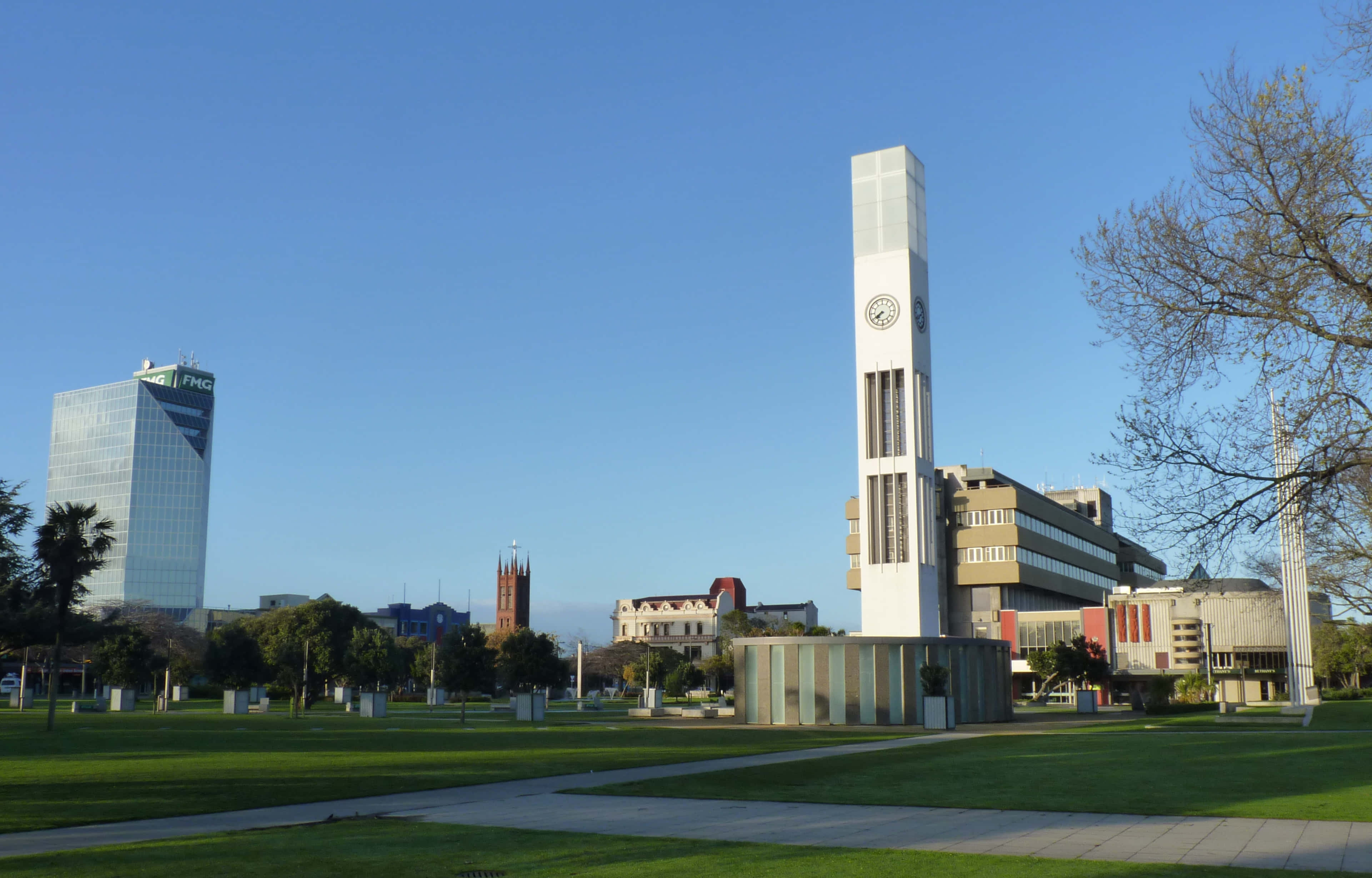 Palmerston North, clock tower, urban park, 4K Desktop Wallpaper