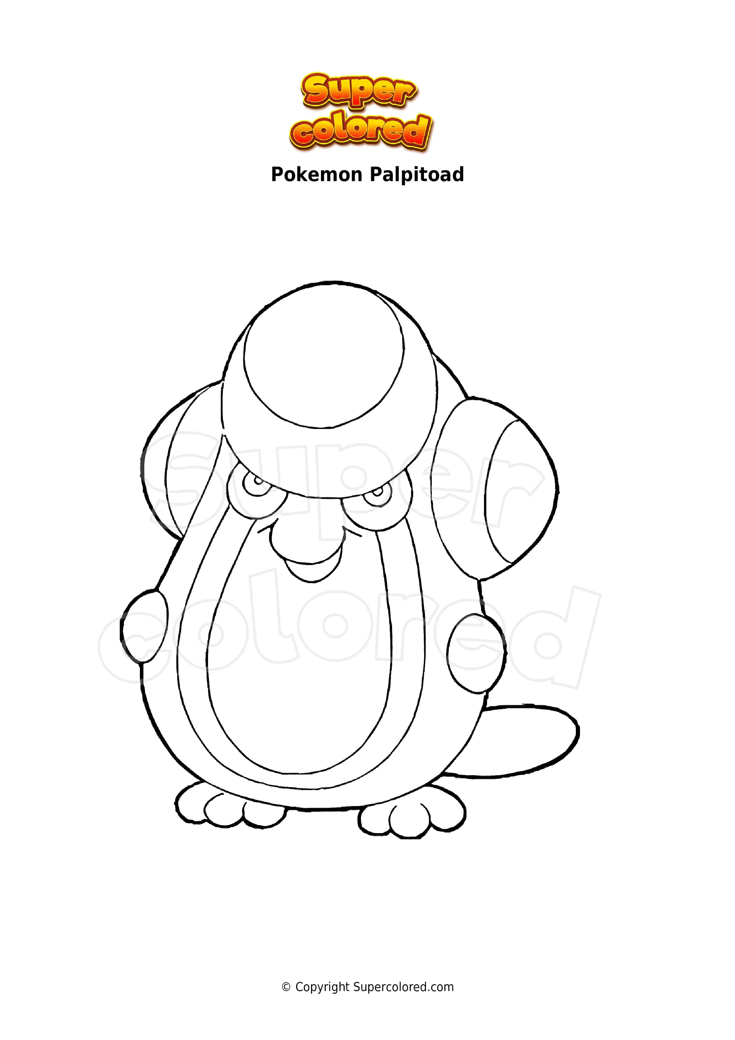 Palpitoad, black and white line drawing, bold outlines, 2K Phone Wallpaper