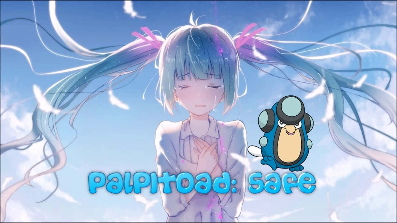 Palpitoad, anime girl, blue hair, HD Desktop Wallpaper