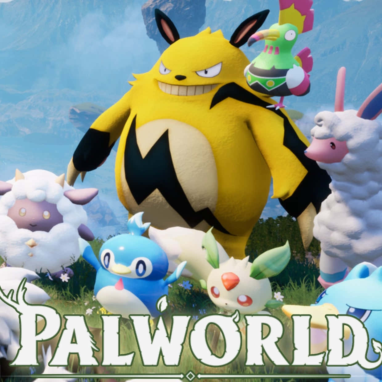 Palworld, creatures, sunlit grassy field, SD Desktop Wallpaper
