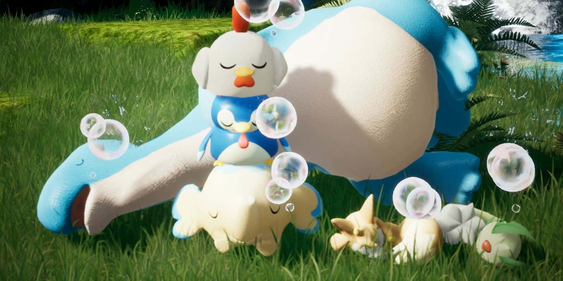 Palworld, creatures, bubbles, HD Desktop Wallpaper
