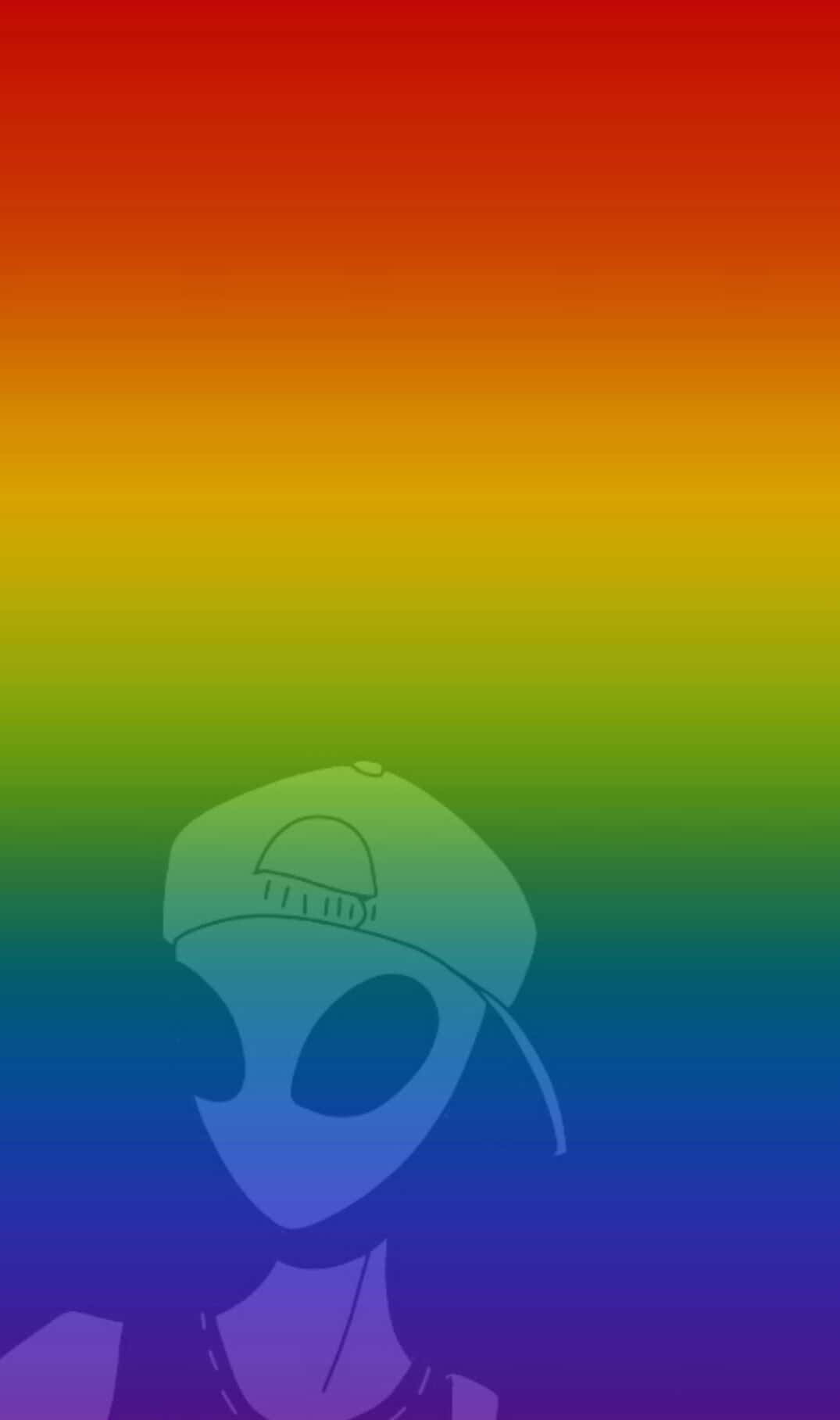 Pan Flag, rainbow gradient, alien silhouette, HD Phone Wallpaper