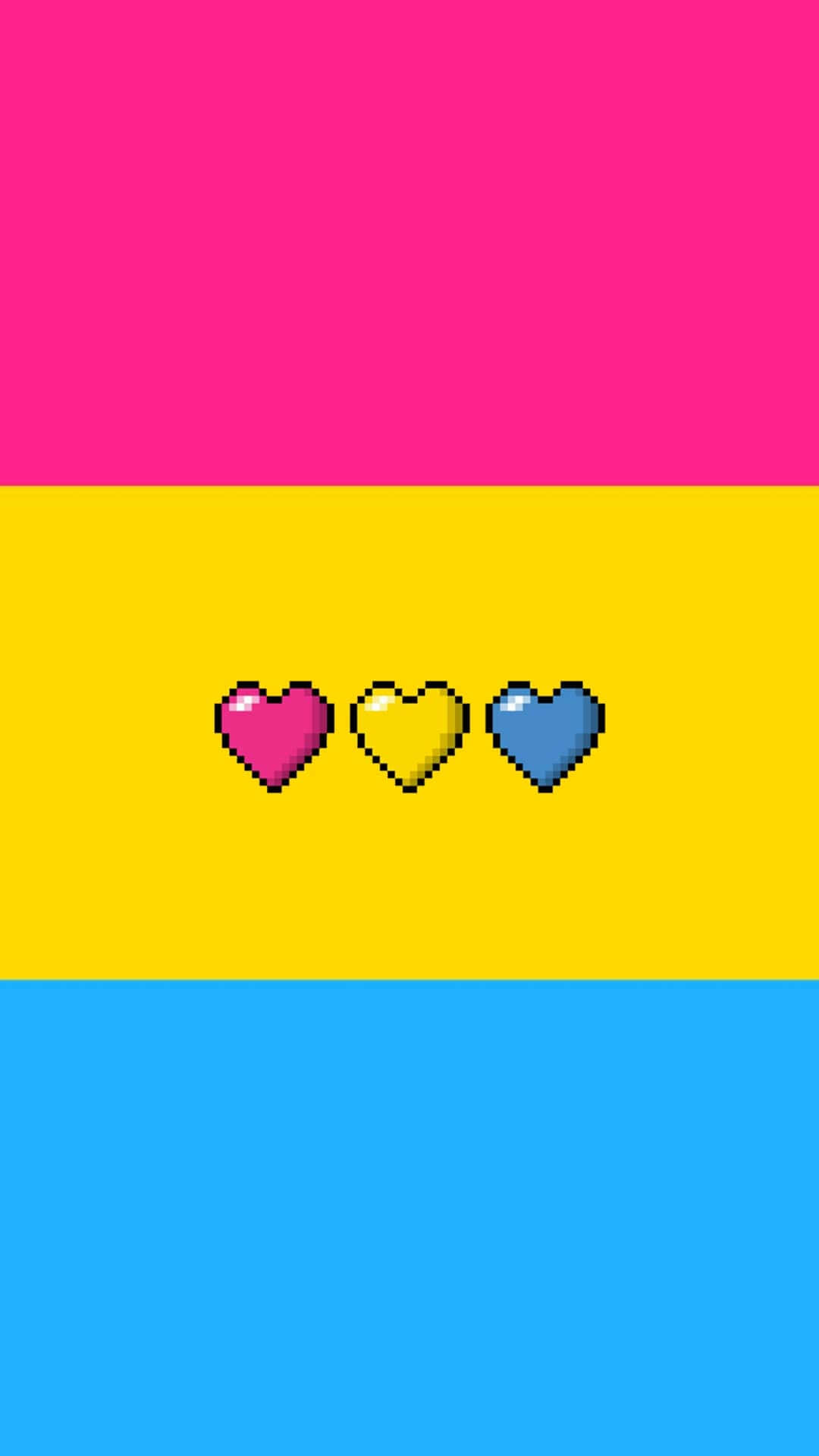 Pan Flag, pixel hearts, pink, Full HD Phone Wallpaper