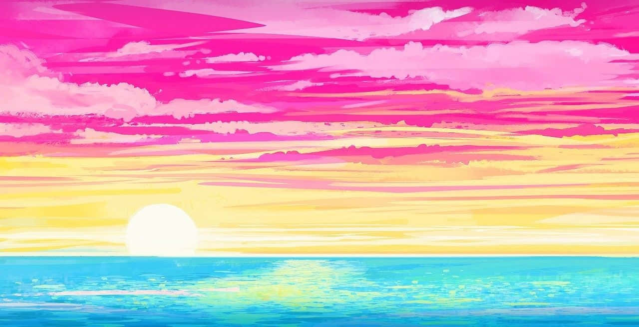 Pan Flag, Sunset Beach, pink, HD Desktop Wallpaper