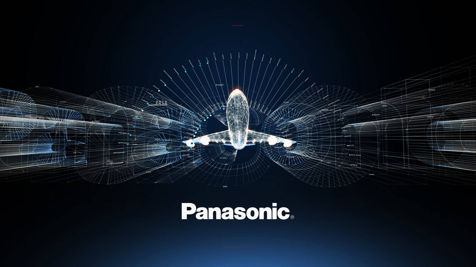 Panasonic, airplane blueprint, glowing blue lines, HD Desktop Wallpaper