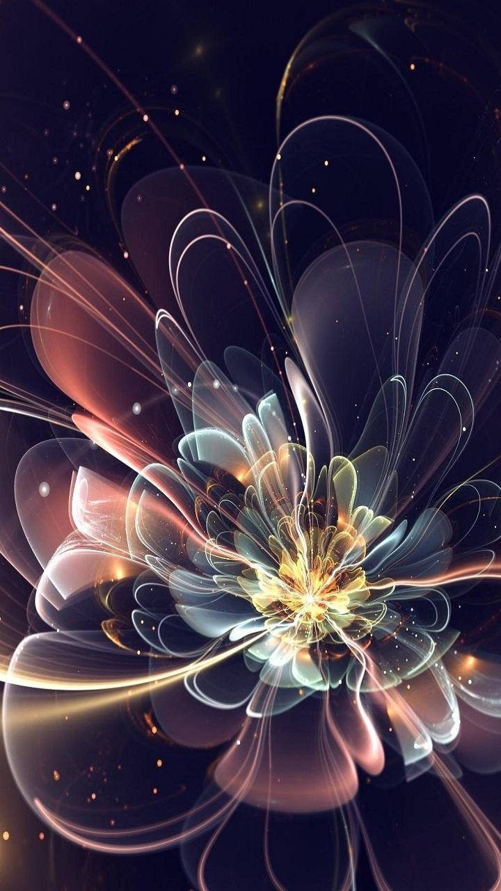 Panasonic, 3D Flower Art, luminous fractal flower, HD Phone Wallpaper
